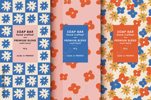 Vector set pattens for cosmetics with label template design. Patterns or wrapping paper for package and beauty salons