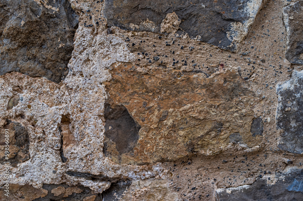 imagen detalle textura pared de piedra con las juntas de cemento 