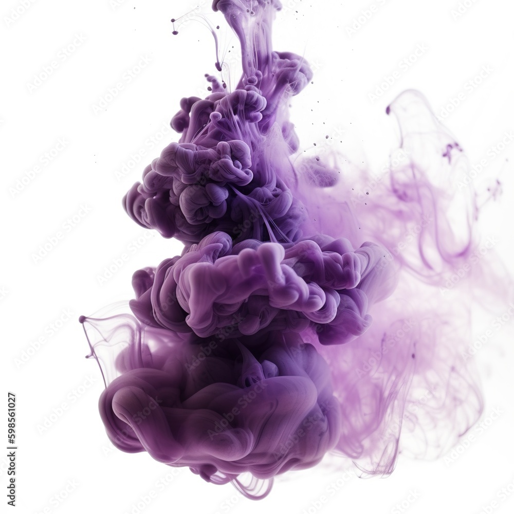Violet pastel ink smoke cloud in water. generative AI
