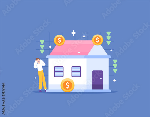 house prices fell. an investor was shocked and panicked because the stock price of the property he invested in had a drastic decline. Stocks are in decline. real estate business issues. illustration