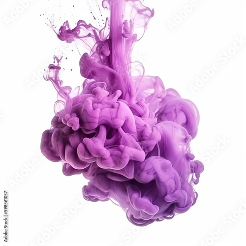 Smoke cloud made of violet pastel ink in water. generative AI