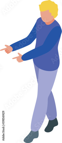 Cool gesture icon isometric vector. Mna character. Talk speak