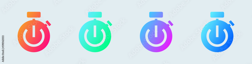 Stopwatch solid icon in gradient colors. Timer signs vector illustration. Stopwatch solid icon in gradient colors. Timer signs vector illustration.