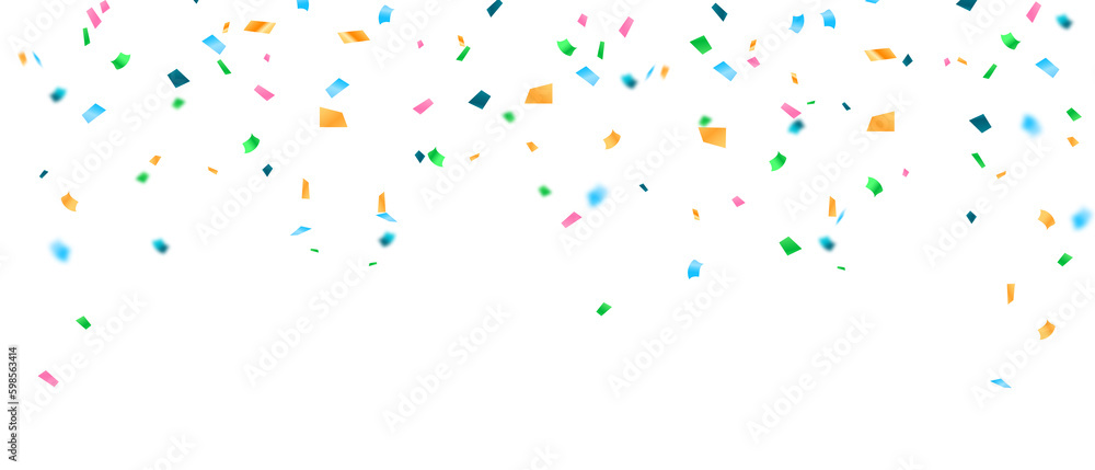 Colorful confetti and zigzag ribbons falling from above Streamers, tinsel vector