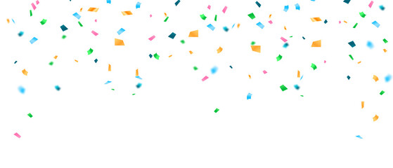 Colorful confetti and zigzag ribbons falling from above Streamers, tinsel vector