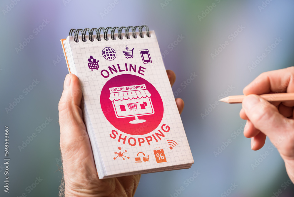 Online shopping concept on a notepad Online shopping concept on a notepad