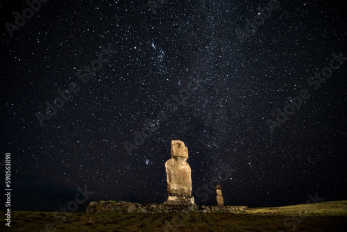 Maoi Statues in Easter Island - Nightsky picture photo