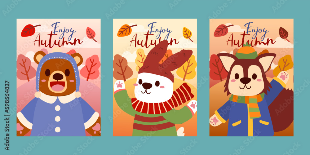 card with happy welcome autumn vector