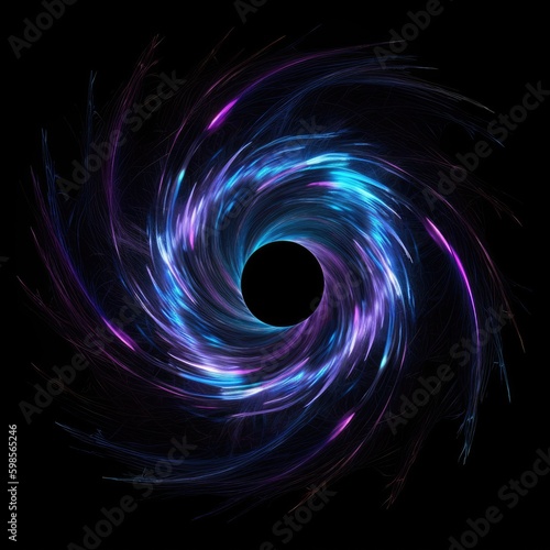  A hypnotic, swirling vortex of energy with electric blue and violet hues on a black background, representing the power and potential of harnessing elemental forces. generative ai