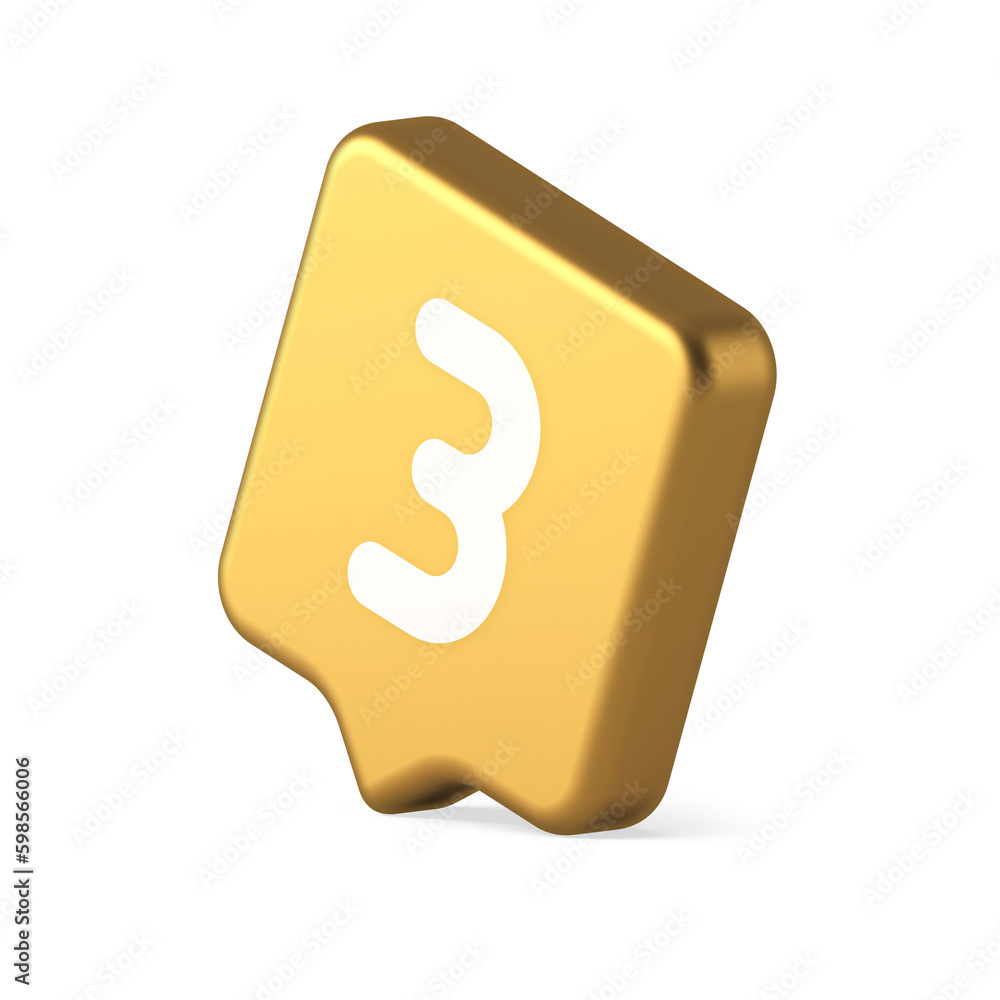 Three number button internet communication texting message character 3d realistic speech bubble icon Three number button internet communication texting message character 3d realistic speech bubble icon