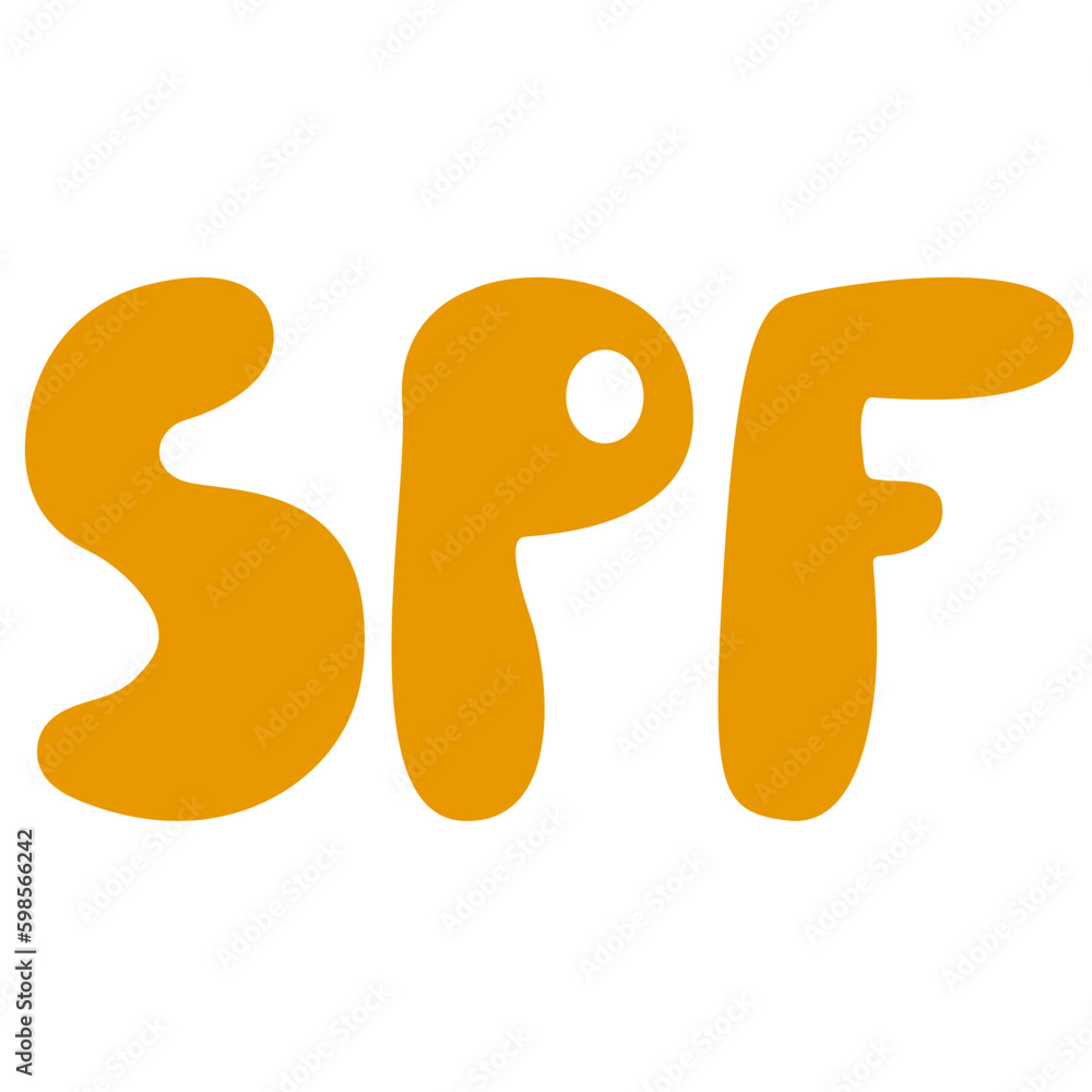 SPF. Sun Protection Factor. Word lettering spf. SPF. Sun Protection Factor. Word lettering spf.