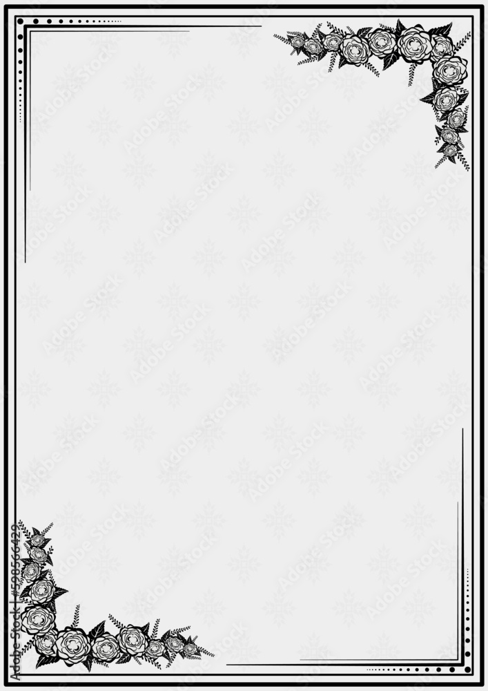 Rest Colourful Border For Sign Vector - Border or frame with rose Rest in peace, flower. End of life ...