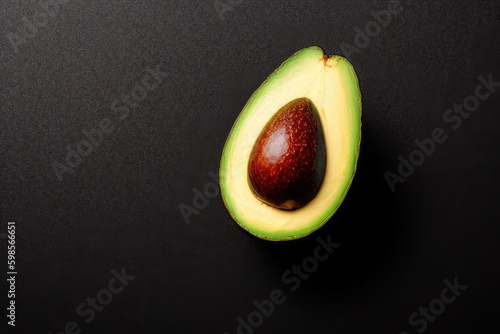 Half of Avocado on a Dark Background