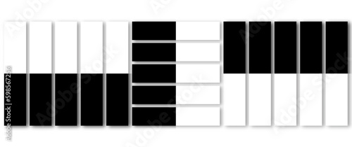 illustrazione astratta con figure geometriche rettangolari bianche e nere in alternanza e ripetizione su sfondo trasparente photo
