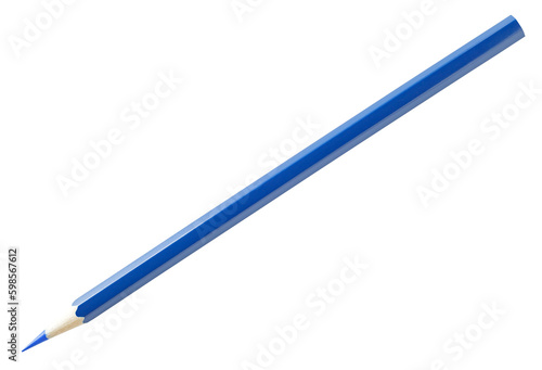 Blue pencil sharpened, isolated on transparent background