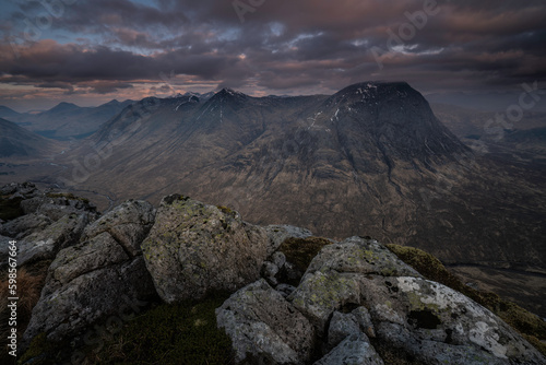 A view into Glen Etive and Glencoe, Highlands, Scotland. photo