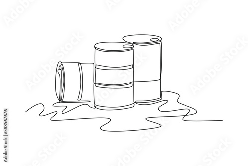 Continuous one line drawing waste oil. World environment day concept. Single line draw design vector graphic illustration.