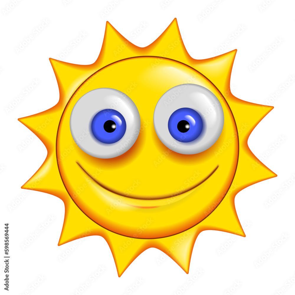 sun emoji isolated on a white background. 3d rendering