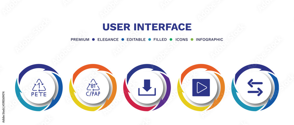 set of user interface filled icons. user interface filled icons with infographic template. flat icons such as 1 pete, c/pap 81, big download arrow, right arrow play button, opposite directions set of user interface filled icons. user interface filled icons with infographic template. flat icons such as 1 pete, c/pap 81, big download arrow, right arrow play button, opposite directions