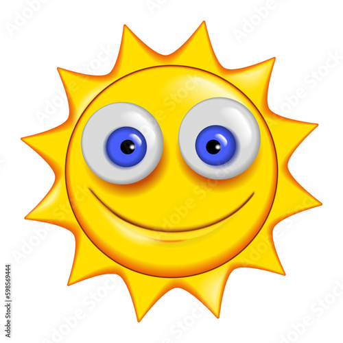 sun emoji isolated on a white background. 3d rendering