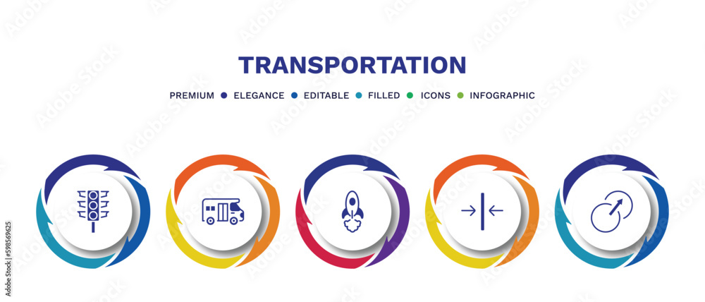 set of transportation filled icons. transportation filled icons with infographic template. flat icons such as semaphore, school van, space rocket launch, slim, transition vector. set of transportation filled icons. transportation filled icons with infographic template. flat icons such as semaphore, school van, space rocket launch, slim, transition vector.