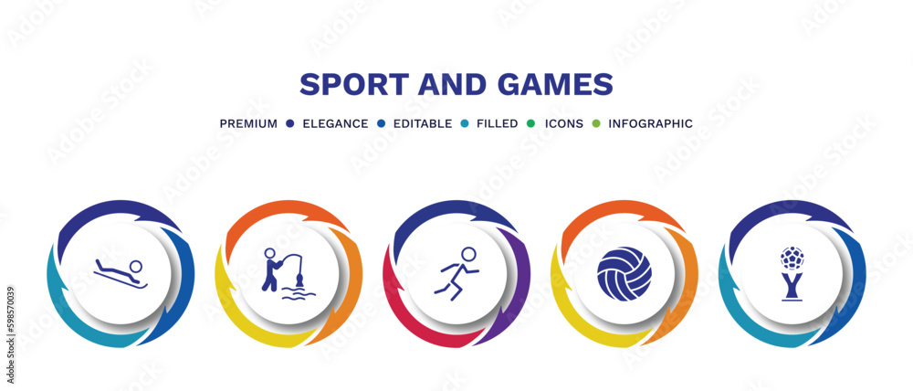 set of sport and games filled icons. sport and games filled icons with infographic template. flat icons such as snow slide zone, fisher fishing, man sprinting, volleyball ball, world cup vector. set of sport and games filled icons. sport and games filled icons with infographic template. flat icons such as snow slide zone, fisher fishing, man sprinting, volleyball ball, world cup vector.