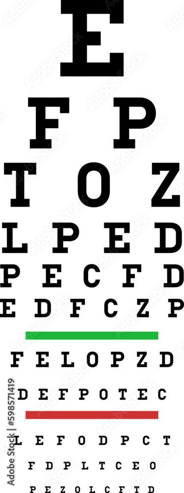 Testing Board for verification of the patient. Vision test board optometrist.
