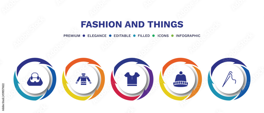 set of fashion and things filled icons. fashion and things filled icons with infographic template. flat icons such as woman bag, skein, cloth, knit hat, stitching vector. set of fashion and things filled icons. fashion and things filled icons with infographic template. flat icons such as woman bag, skein, cloth, knit hat, stitching vector.