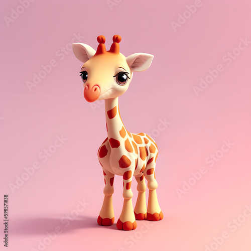 illustration of funny cute giraffe.  Generative AI