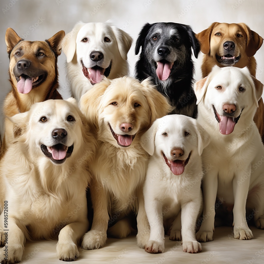 Cute group of dogs, generative ai Cute group of dogs, generative ai