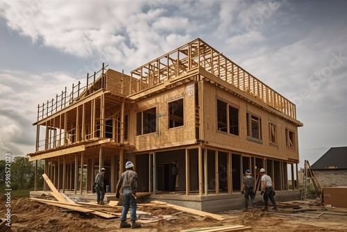 House under construction, b...
