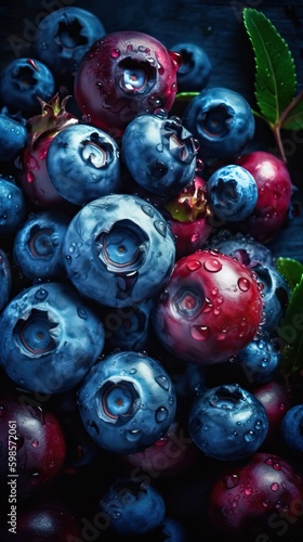 Fresh delicious berries background, generative ai