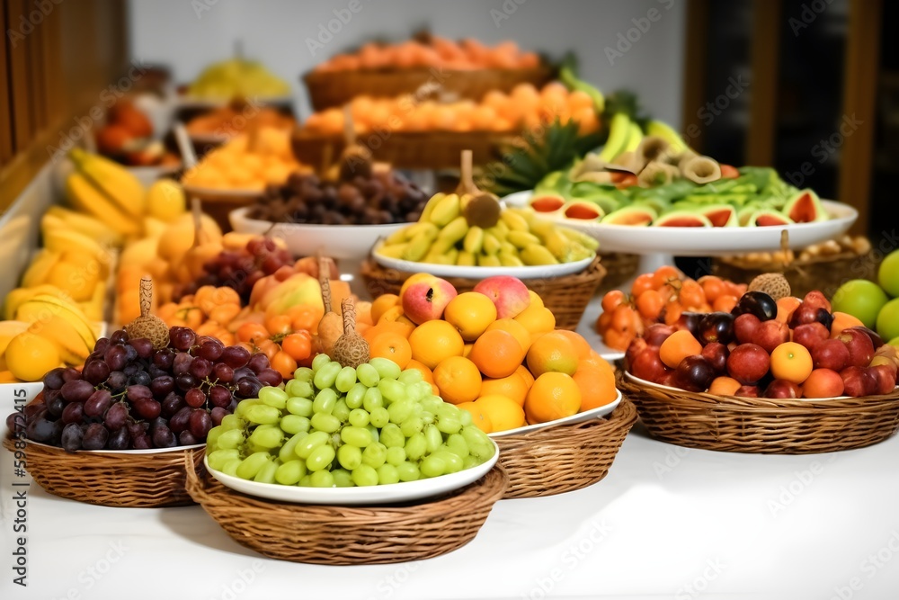 pile of fruit in a basket. generative AI