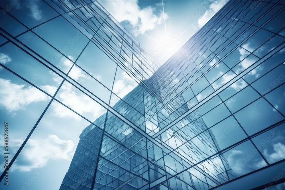 skyscraper with a modern design and large glass windows. Generative AI Generative AI skyscraper with a modern design and large glass windows. Generative AI Generative AI