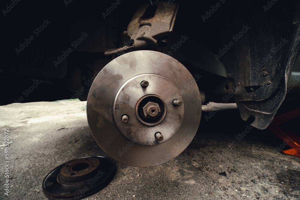 Disk brake and car service concept - Vehicle brake pad replacement service. do it yourself, myself. New detail pards. Disk brake and car service concept - Vehicle brake pad replacement service. do it yourself, myself. New detail pards.