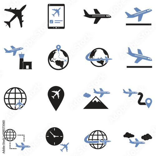 Plane Icons. Two Tone Flat Design. Vector Illustration.