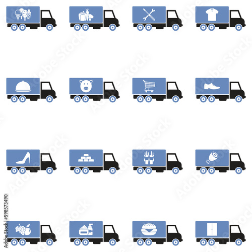 Truck Delivery Icons. Two Tone Flat Design. Vector Illustration.