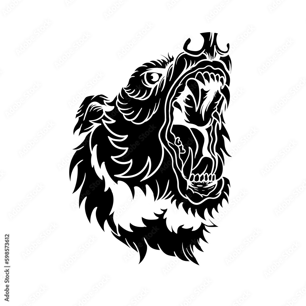 Obraz premium Hand drawn illustration of bear head silhouette