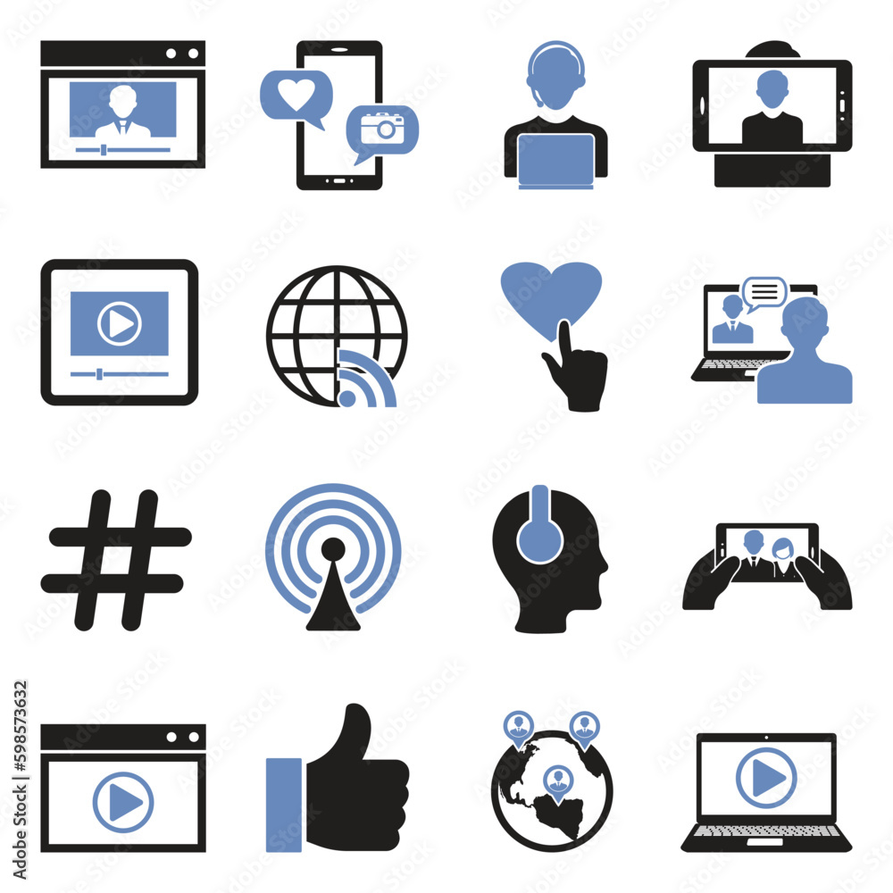 Fototapeta premium Streaming Icons. Two Tone Flat Design. Vector Illustration.