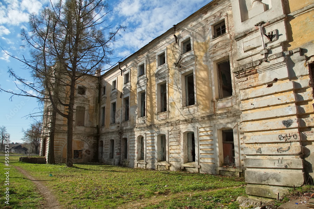 The ruins of the manor house in the Georgian estate, Tver region of Russia.
