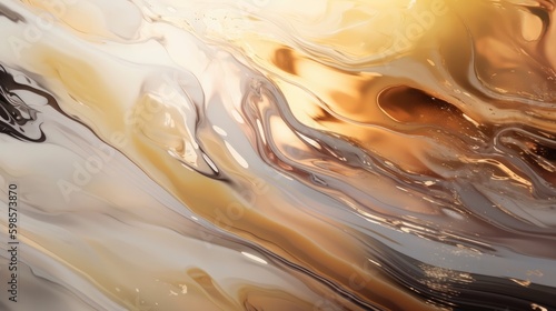 Golden molten metals in motion. Generative ai composite.