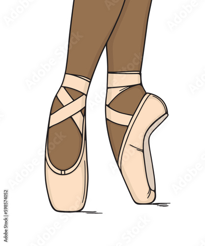 Ballerina’s legs in pointe shoes close up