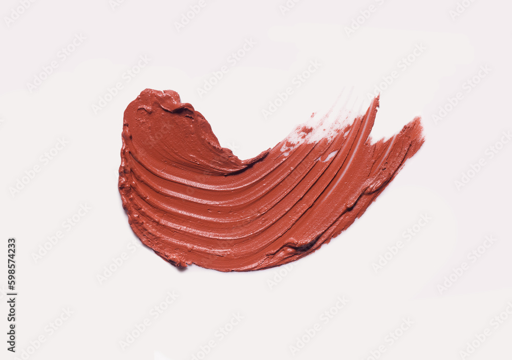 Matte nude beige brown lipstick swatch isolated on white background Matte nude beige brown lipstick swatch isolated on white background