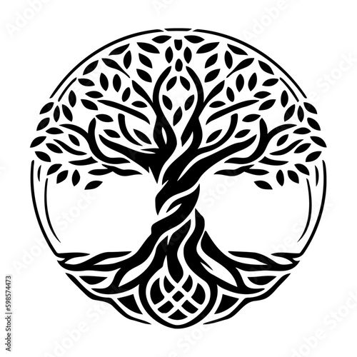 Yggdrasil tree, Yggdrasil, vector isolated on white background, vector illustration.