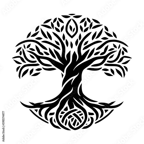 Canvas Print Yggdrasil tree, Yggdrasil, vector isolated on white background, vector illustration