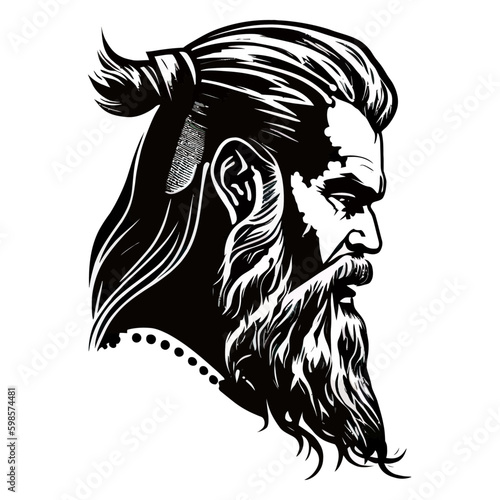 Odin Legendary God Mascot Vector. Odin vector and logo icon King of Asgard Illustration Art, Odin, God Odin illustration in tattoo style.