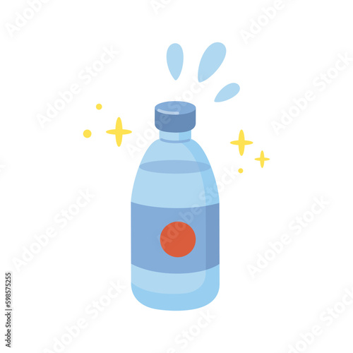 Cute cartoon bottle of water illustration. Vector hand drawn cartoon icon illustration. Water bottle in doodle style. Flat design