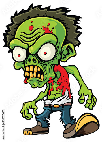 A Creepy Green Zombie In Cartoon Style © blueringmedia
