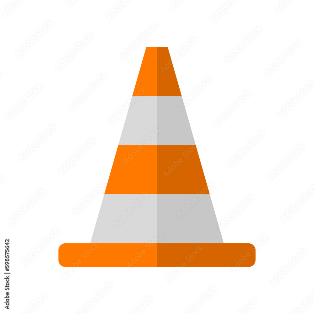 Orange traffic cone icon flat vector design Orange traffic cone icon flat vector design