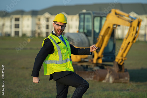 engineer man walk at civil engineering. engineer man at civil engineering outdoor.